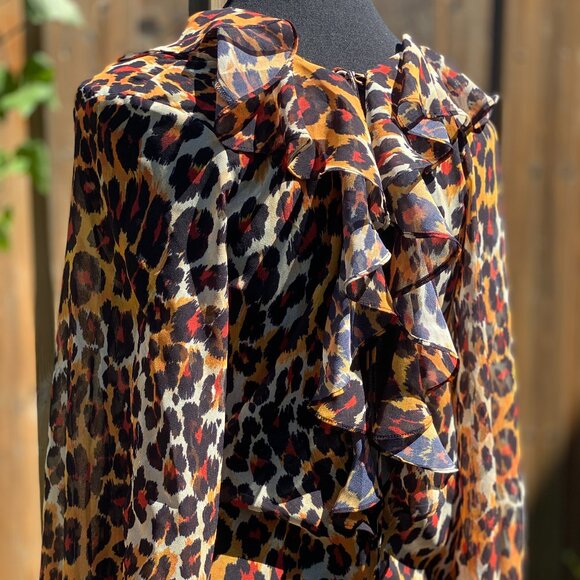 Topshop Leopard Print Sheer Blouse – Size US 4 - Picture 11 of 13